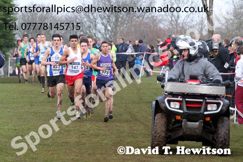 147 Jamaine Coleman (Lancashire) and 178 Matthew Shirling (Merseyside) lead the under-20 mens Inter Counties Cross Country, Cofton Park, Birmingham. Photo: David T. Hewitson/Sports for All Pics
